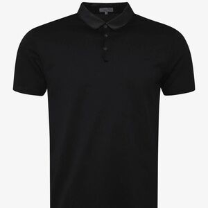 Lanvin Black Polo T-Shirt with Grosgrain Collar - Small